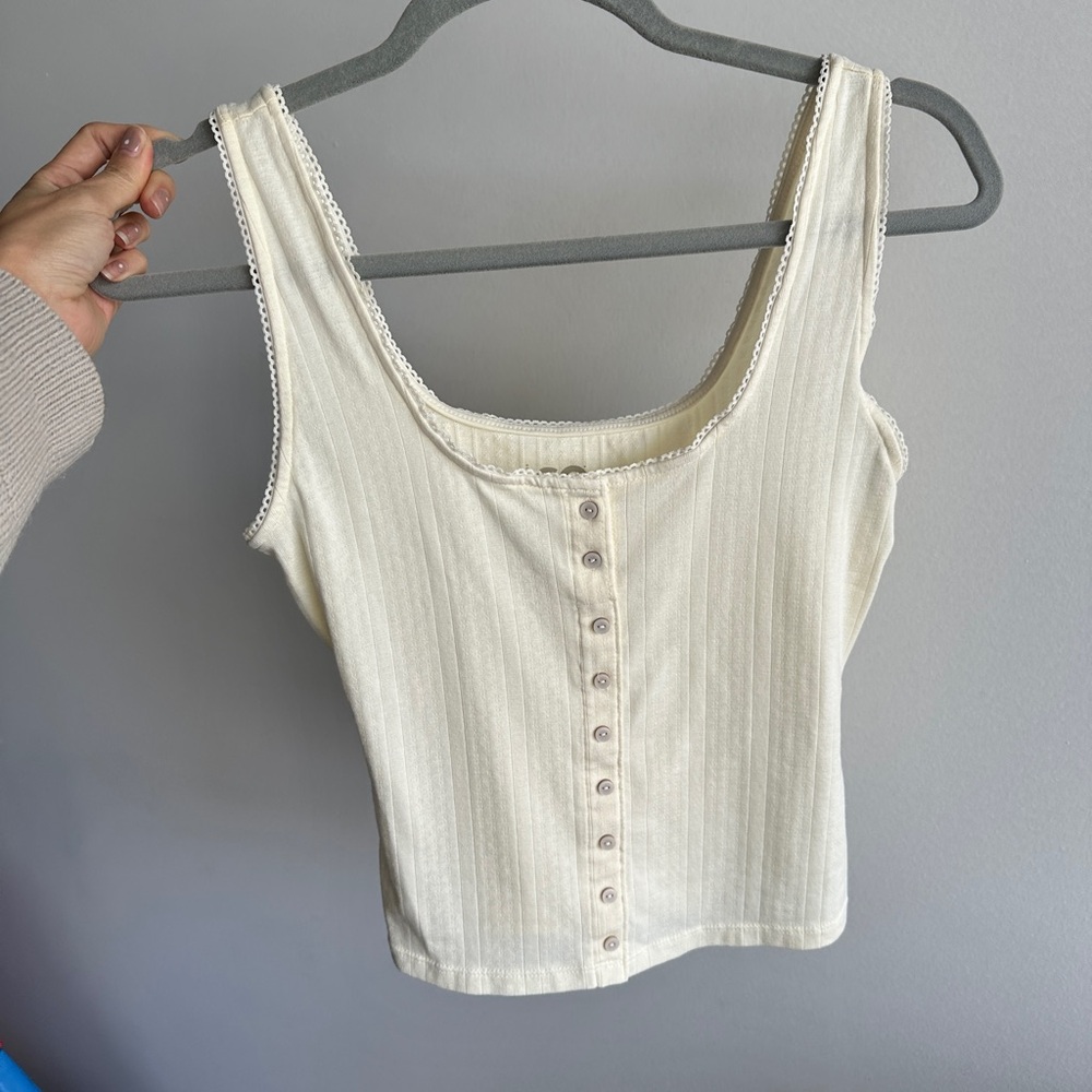 New without tags - Ribbed Pointelle Button-Front Tank Top